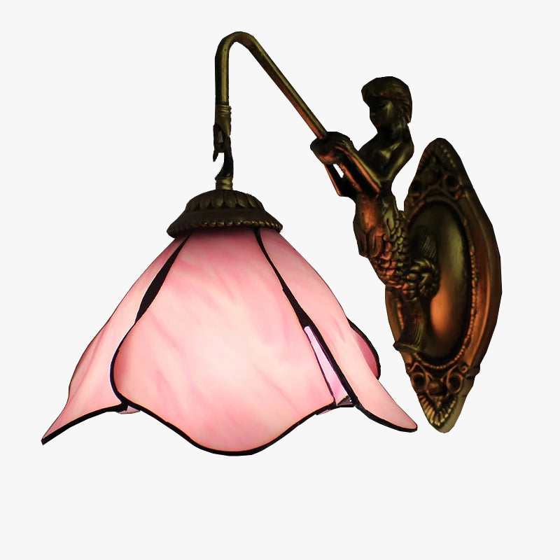 Tiffany rose fleur applique méditerranéenne Vintage vitrail applique murale chambre chevet salle de bain miroir lumière décor à la maison
