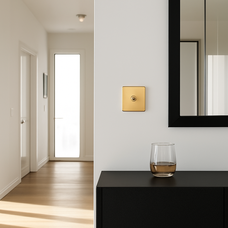 Variateur en acier doré brossé et bords arrondis