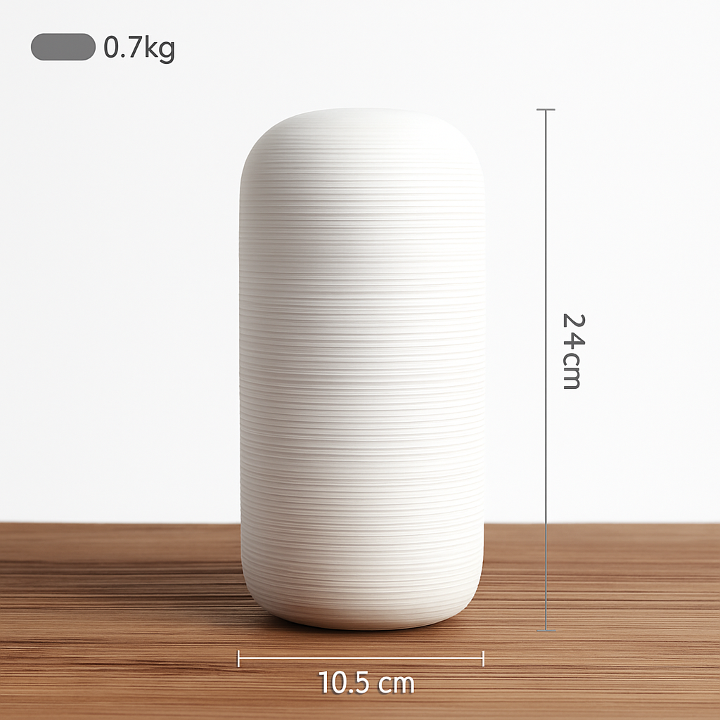 Vase en céramique blanche style japonais Zen - vue 5 sur 6