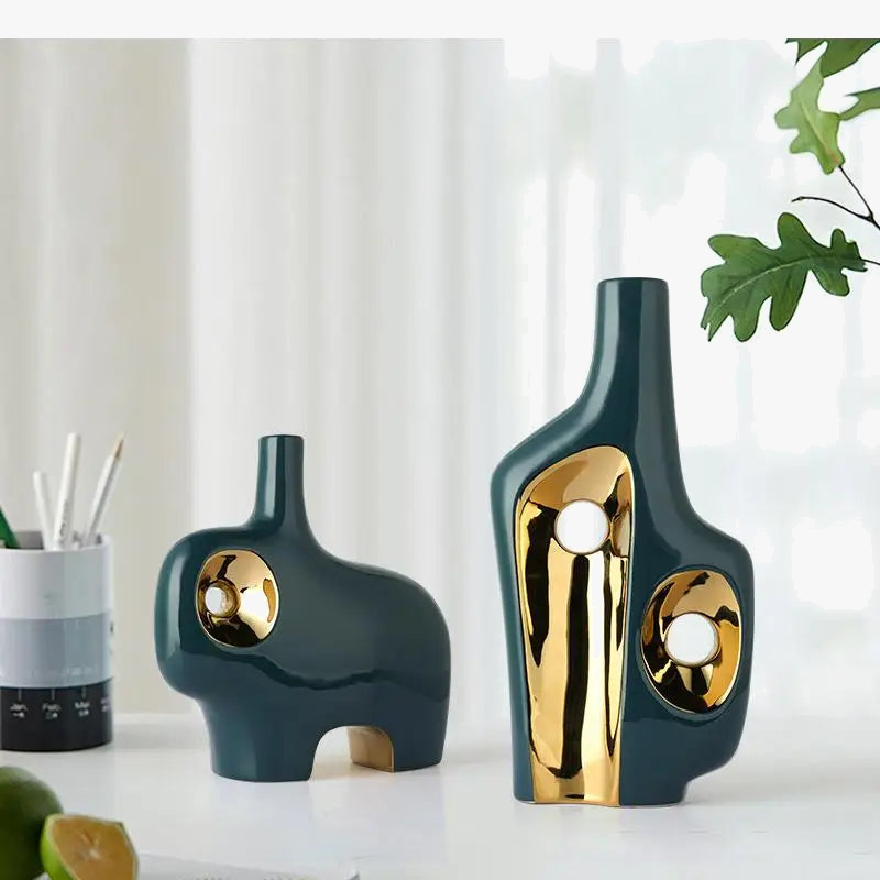 vase en céramique doré fait main pour décoration moderne