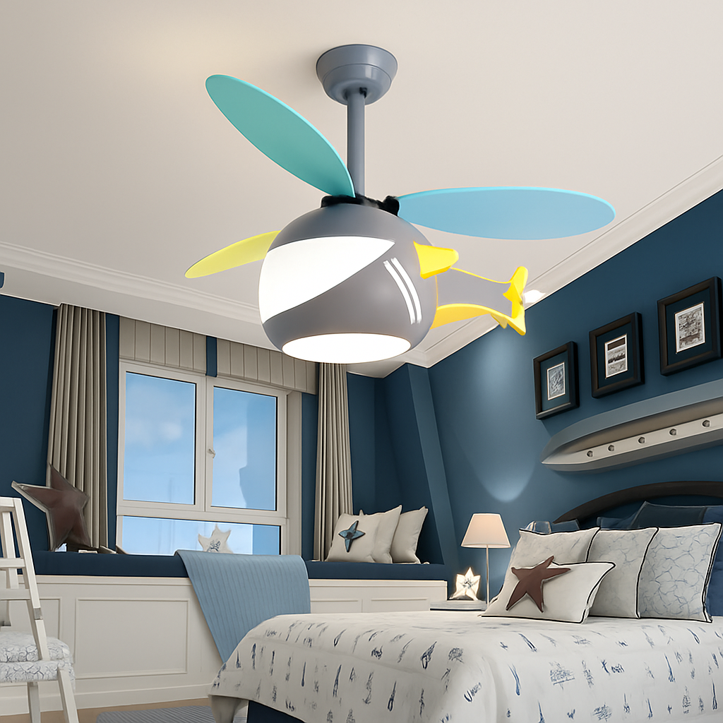 Creative helicopter fan for children's bedroom decor