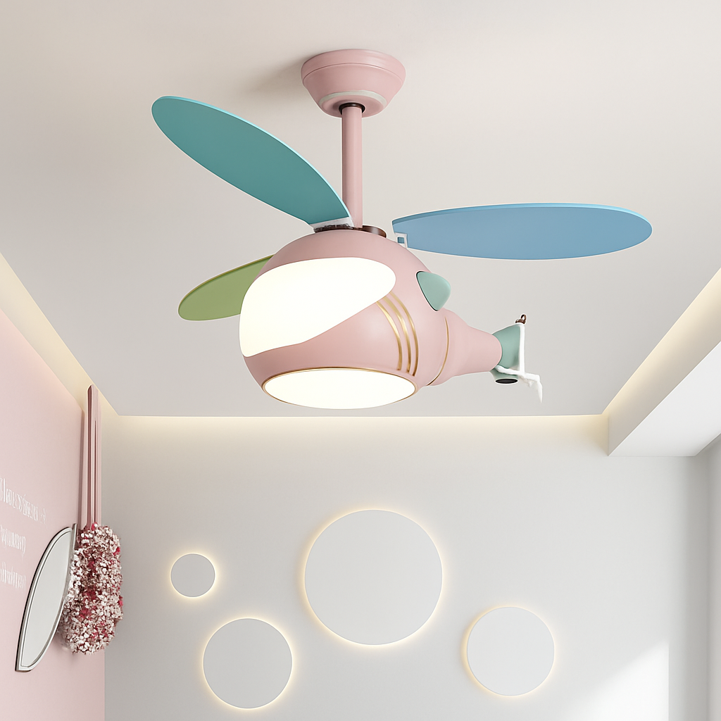 Creative helicopter fan for children's bedroom decor - vue 3 sur 9