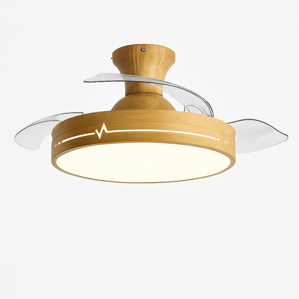 Ceiling fan with light and hidden DC motor control