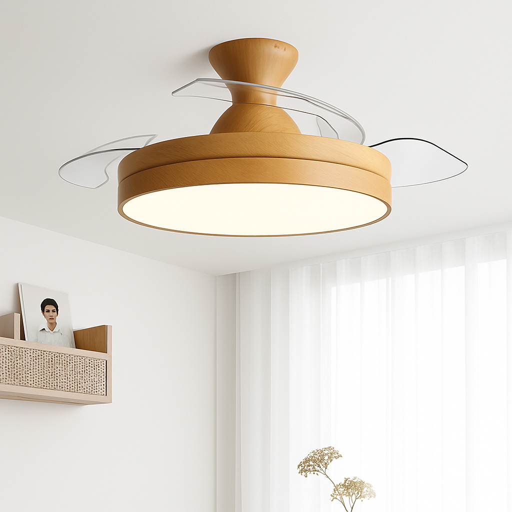 Ceiling fan with light and quiet control