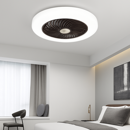 Ceiling fan with dimmable remote control and minimalist LED light - vue 4 sur 11