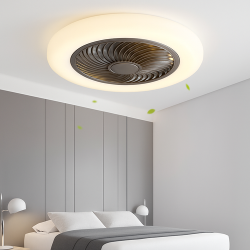 Ceiling fan with dimmable remote control and minimalist LED light - vue 5 sur 11