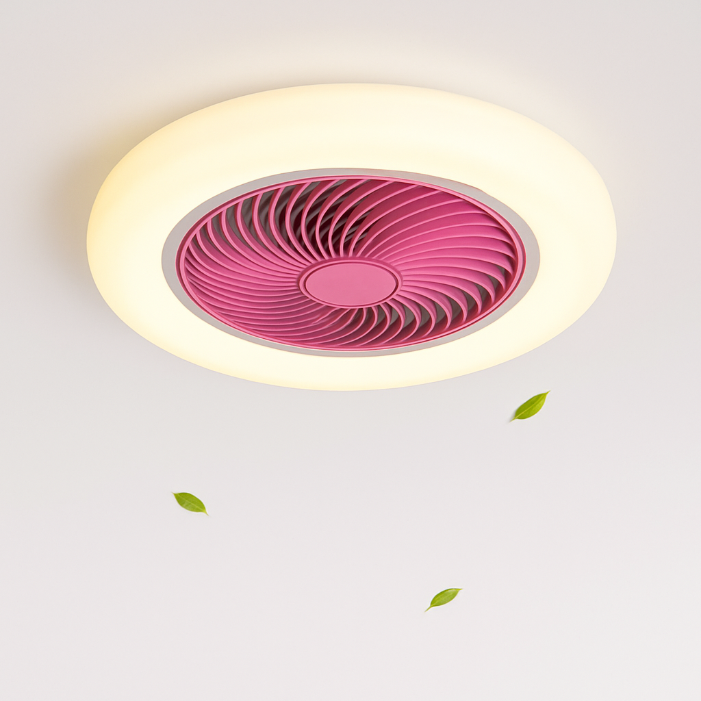 Ceiling fan with dimmable remote control and minimalist LED light