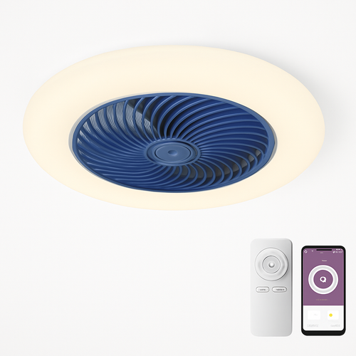 Ceiling fan with dimmable remote control and minimalist LED light - vue 6 sur 11