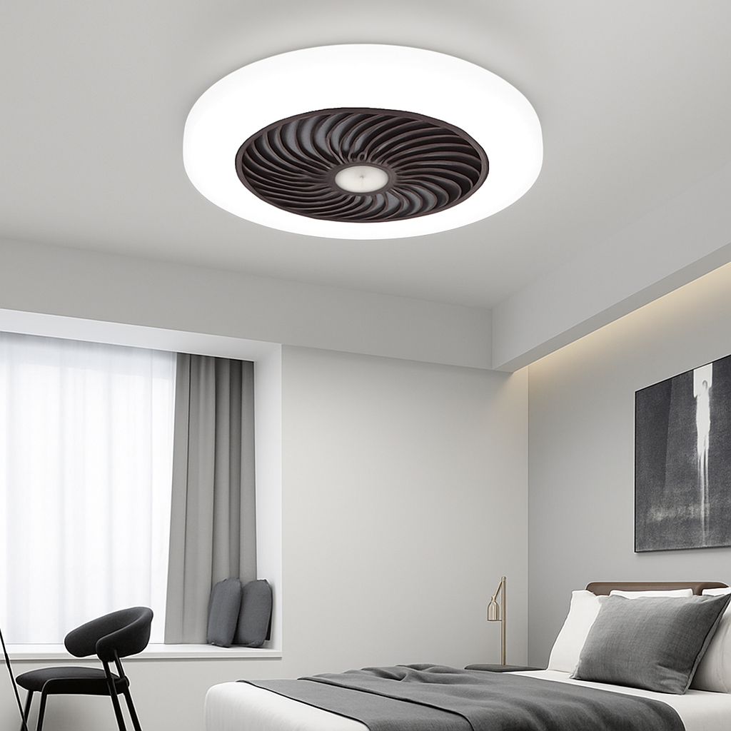 Ceiling fan with dimmable remote control and minimalist LED light - vue 7 sur 11