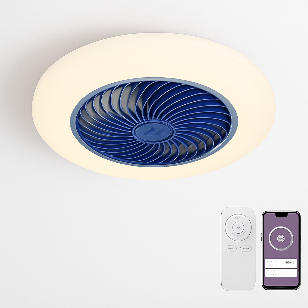 Ceiling fan with dimmable remote control and minimalist LED light - vue 8 sur 11