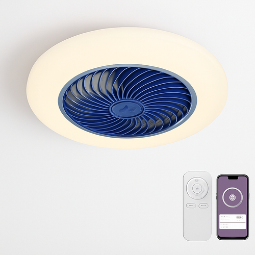 Ceiling fan with dimmable remote control and minimalist LED light - vue 9 sur 11