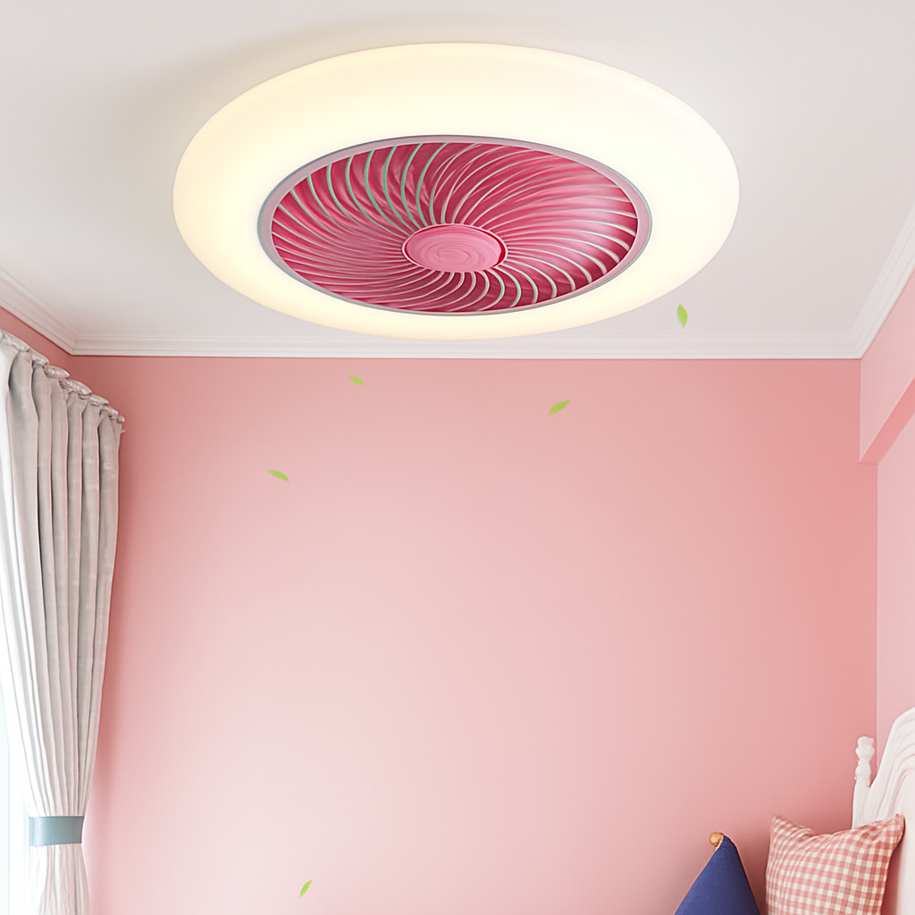 Ceiling fan with dimmable remote control and minimalist LED light - vue 9 sur 11