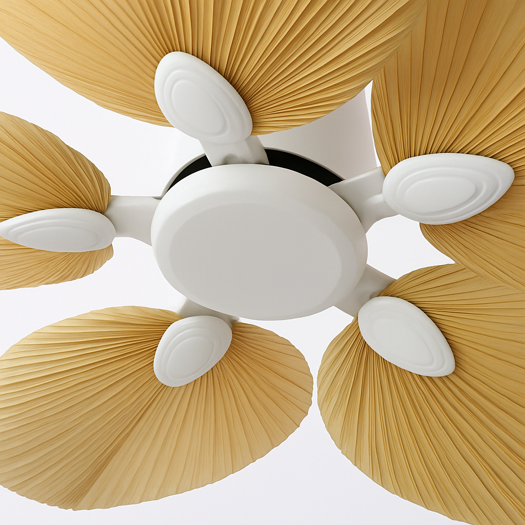 ventilateur de plafond avec télécommande en feuilles de palmier naturel - vue 8 sur 7
