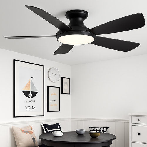 ventilateur de plafond bas moderne avec lumière led et télécommande dc - vue 4 sur 12