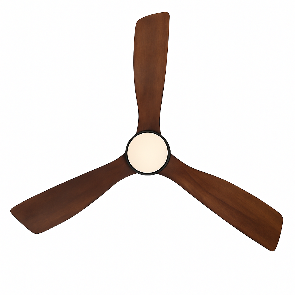 ventilateur de plafond bois 3 pales avec lumière et télécommande - vue 3 sur 8
