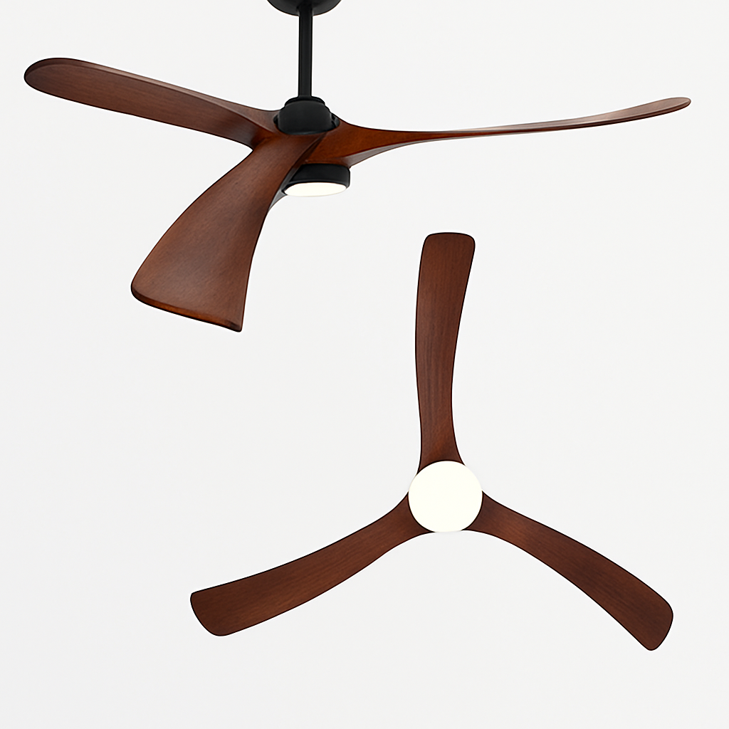 ventilateur de plafond bois naturel de luxe avec led réversible été hiver - vue 6 sur 9
