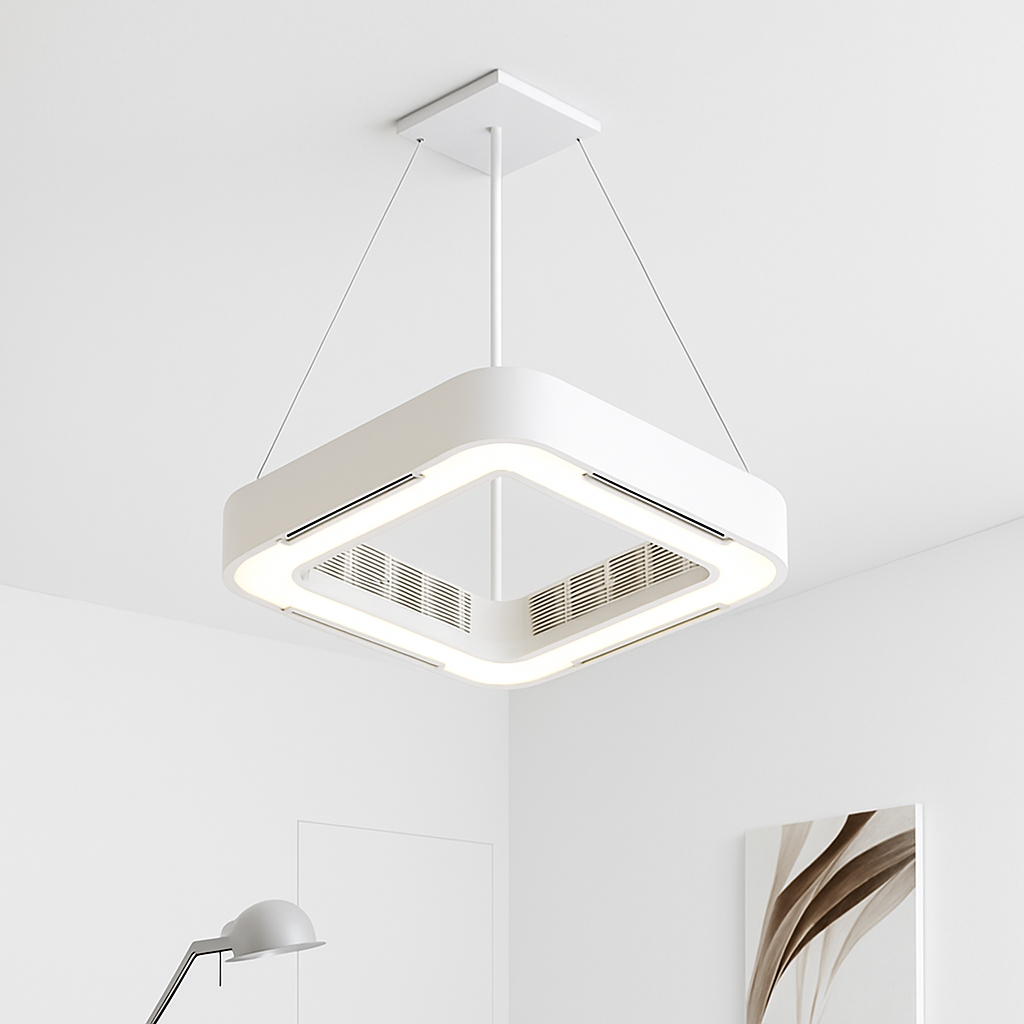 Ventilateur de plafond carré blanc avec application intelligente - vue 8 sur 8