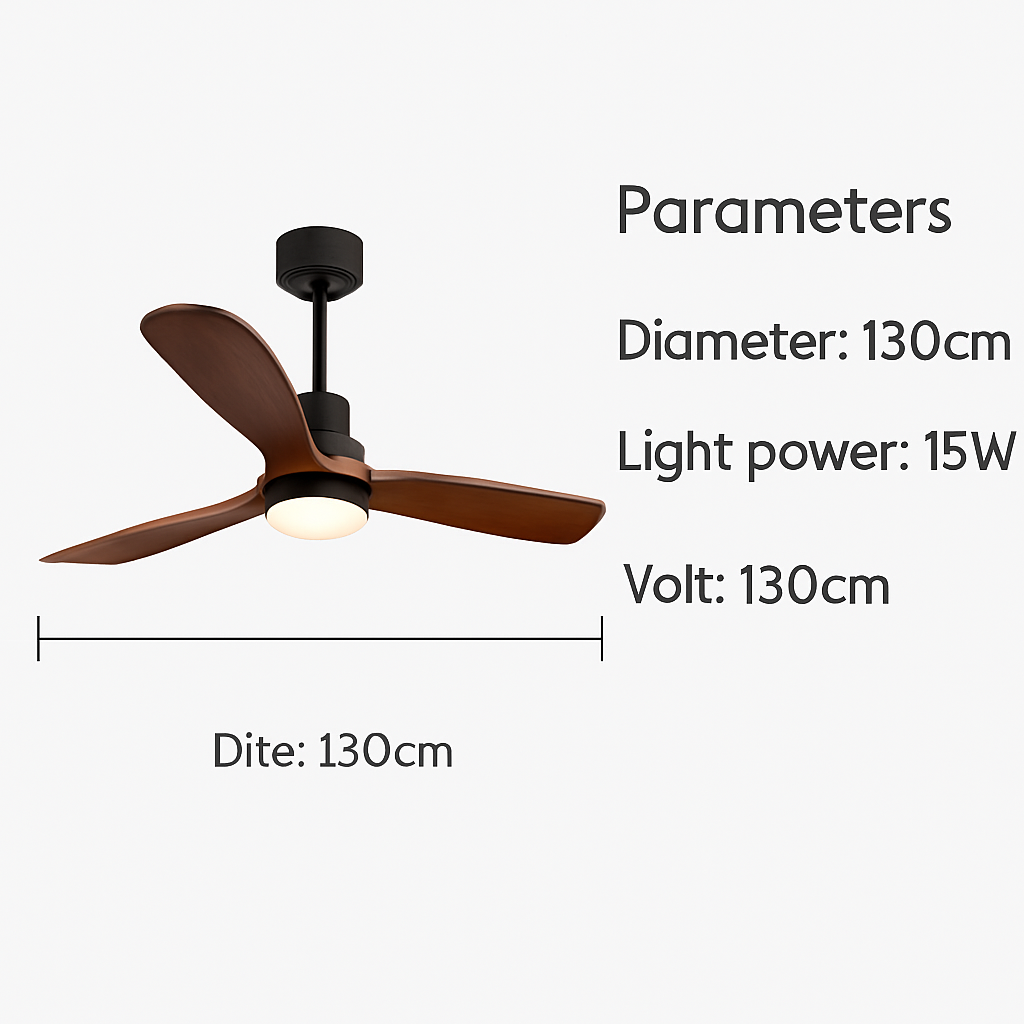 Vintage wooden ceiling fan with integrated light