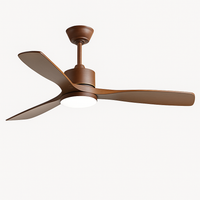 Wooden ceiling fan with LED light and remote control