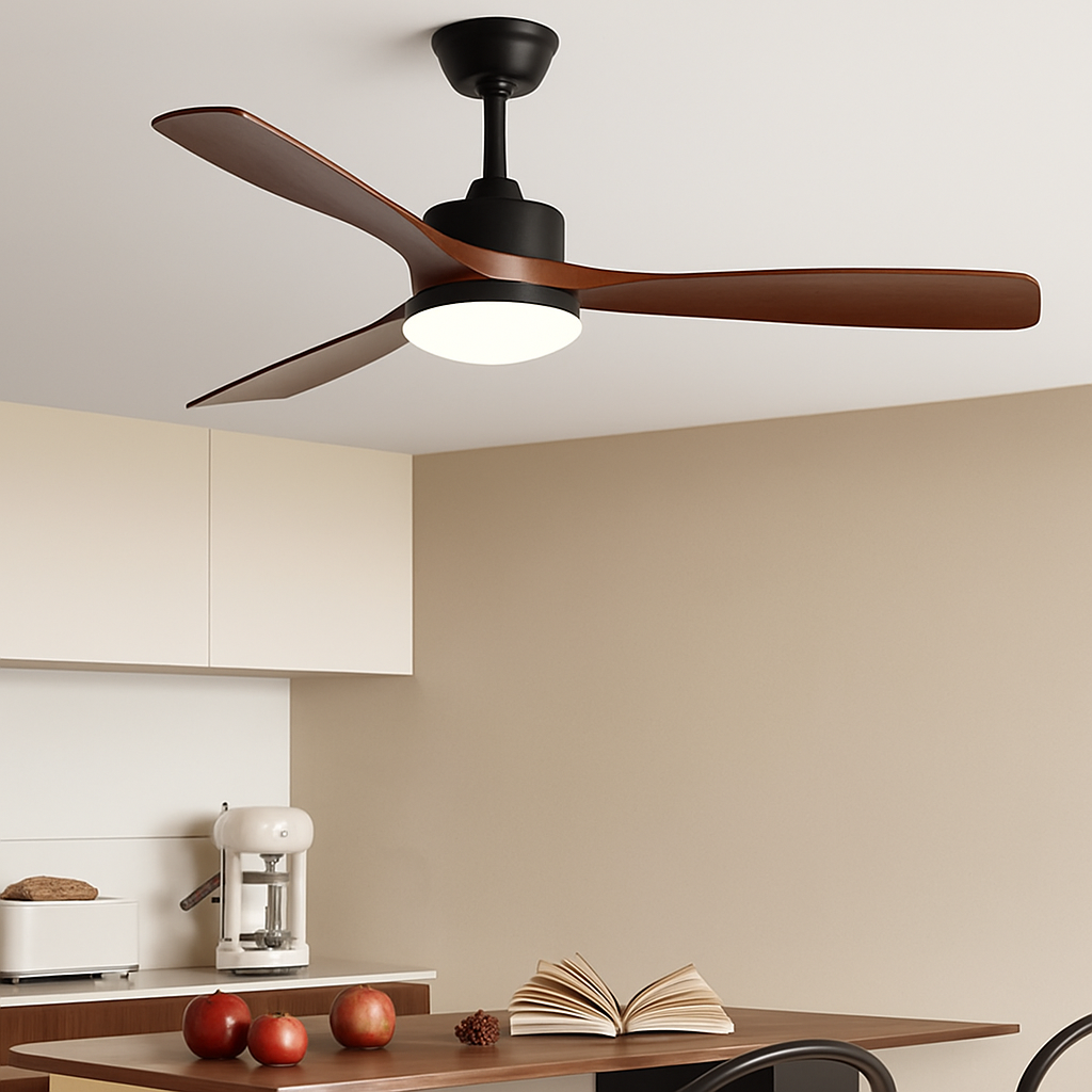 ventilateur de plafond en bois lumineux avec télécommande - vue 5 sur 12