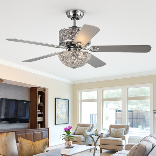 ventilateur de plafond en cristal avec télécommande et lumières - vue 3 sur 9