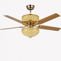 Crystal ceiling fan with remote control and lights