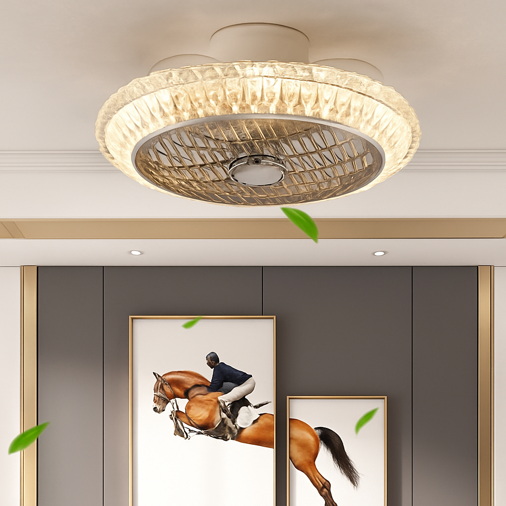Modern crystal ceiling fan with light and remote control