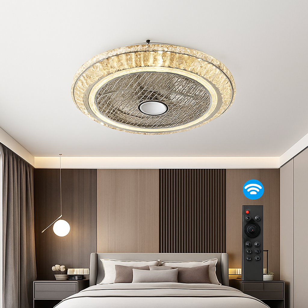 Modern crystal ceiling fan with light and remote control
