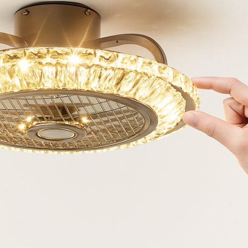 ventilateur de plafond en cristal moderne avec lumière et télécommande - vue 7 sur 7