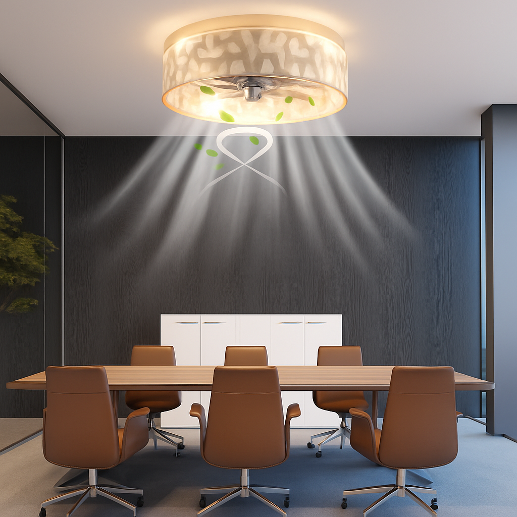 Flush mount ceiling fan with lighting and remote control