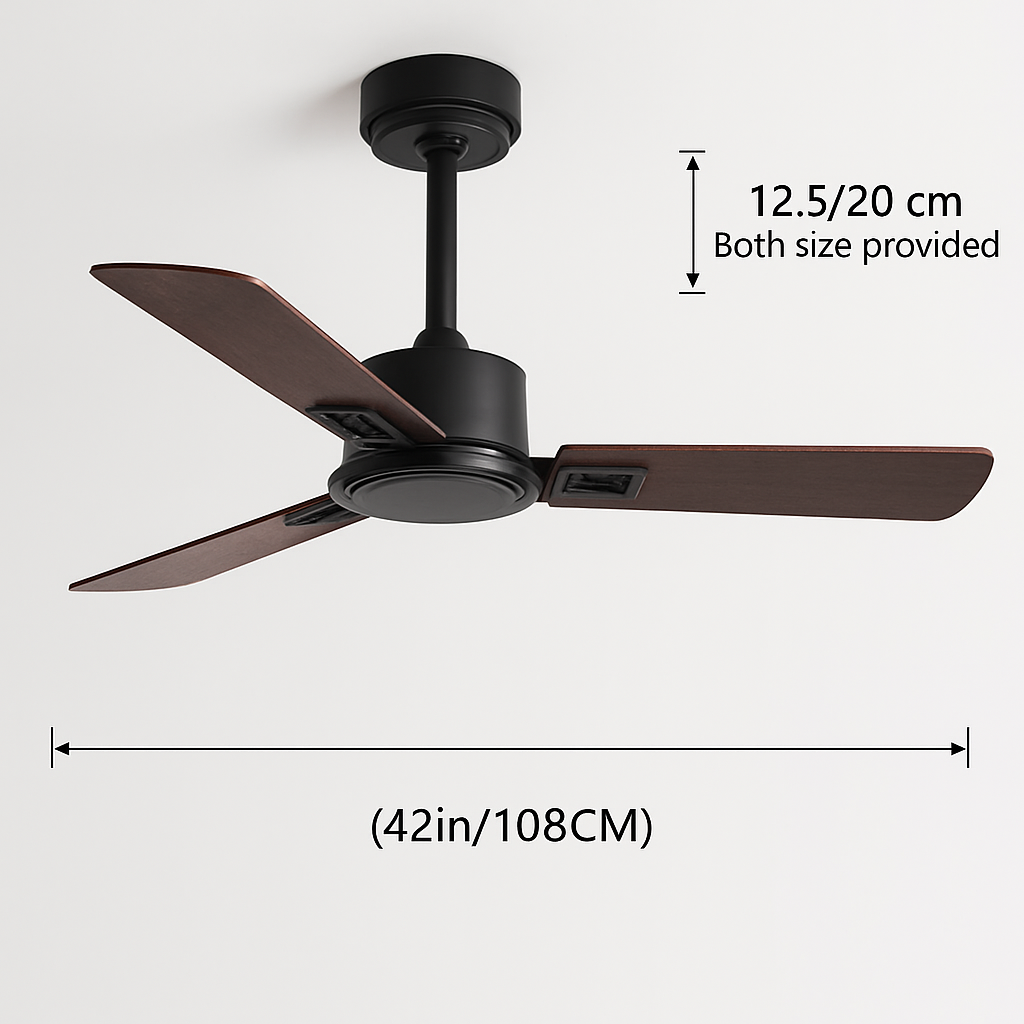 Retro industrial ceiling fan without light with remote control