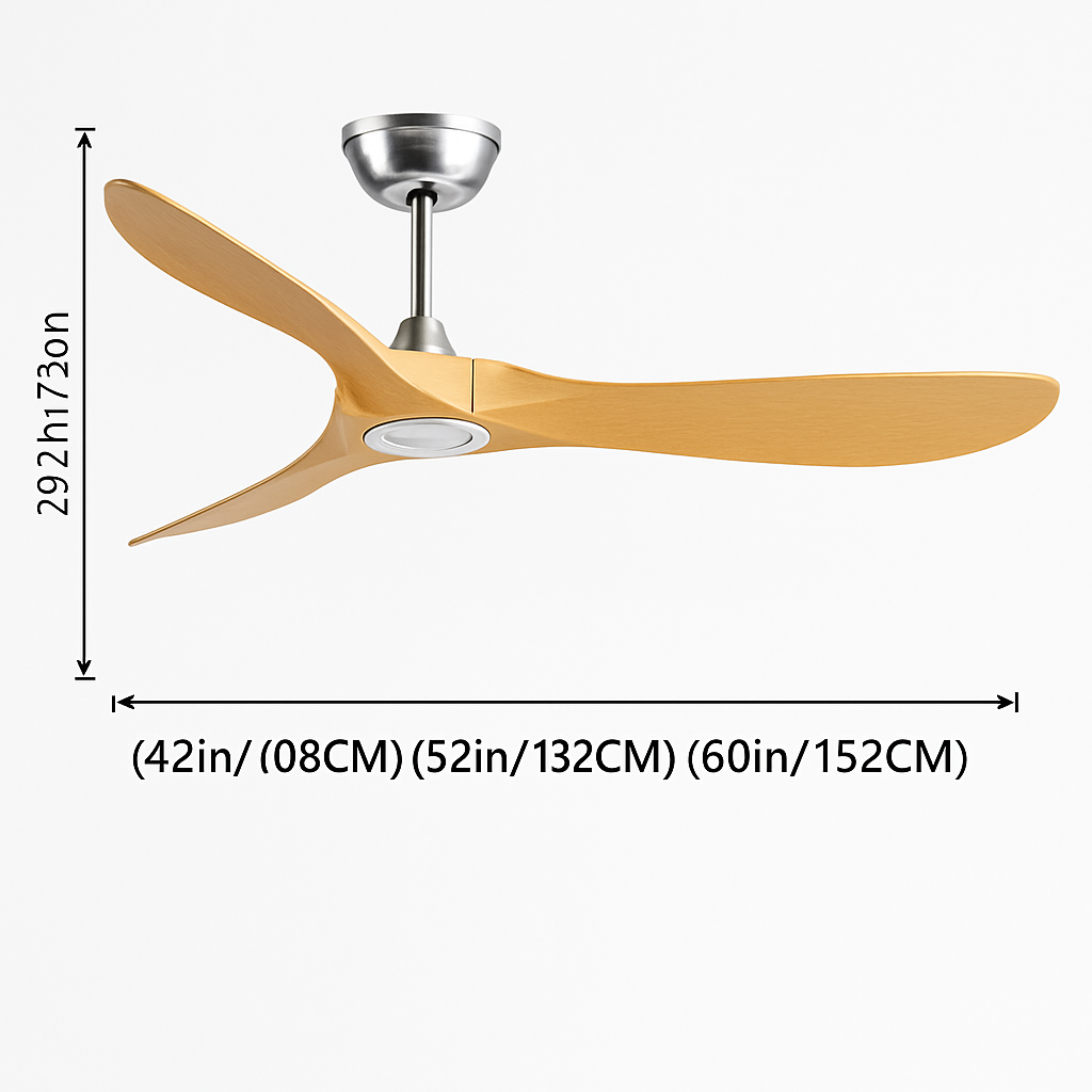 Industrial vintage wooden ceiling fan without light, remote controlled