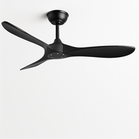 Industrial vintage wooden ceiling fan without light, remote controlled