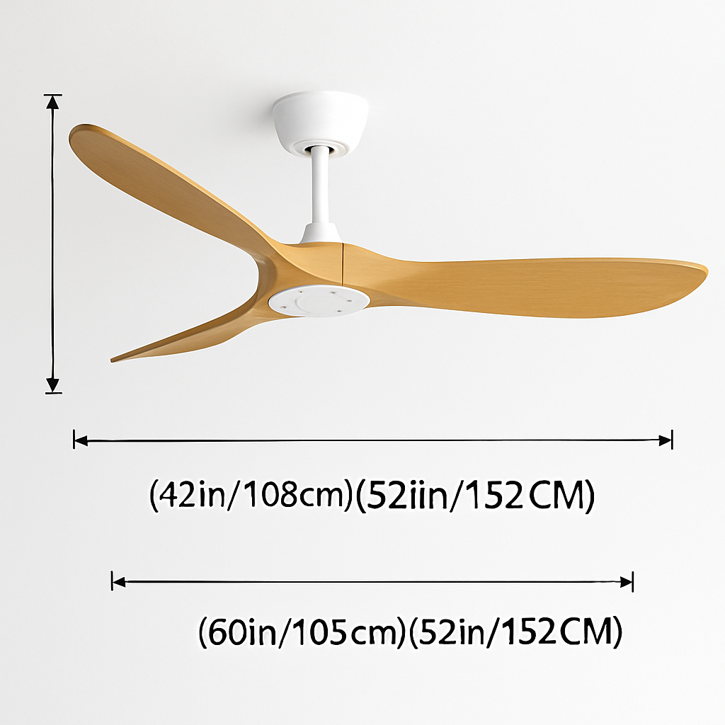 Industrial vintage wood ceiling fan without light with remote control
