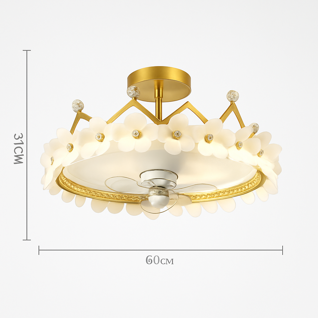 Modern LED ceiling fan with remote control and decorative lighting - vue 9 sur 9