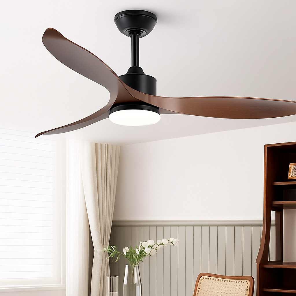 Modern LED ceiling fan with remote control and light