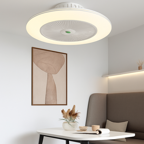 ventilateur de plafond led moderne avec télécommande et lustre - vue 2 sur 8