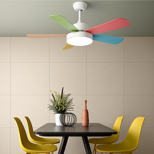 Modern LED ceiling fan with smart remote and three colour settings - vue 3 sur 12