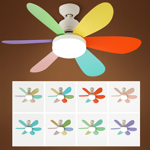 Modern LED ceiling fan with smart remote and three colour settings - vue 6 sur 12
