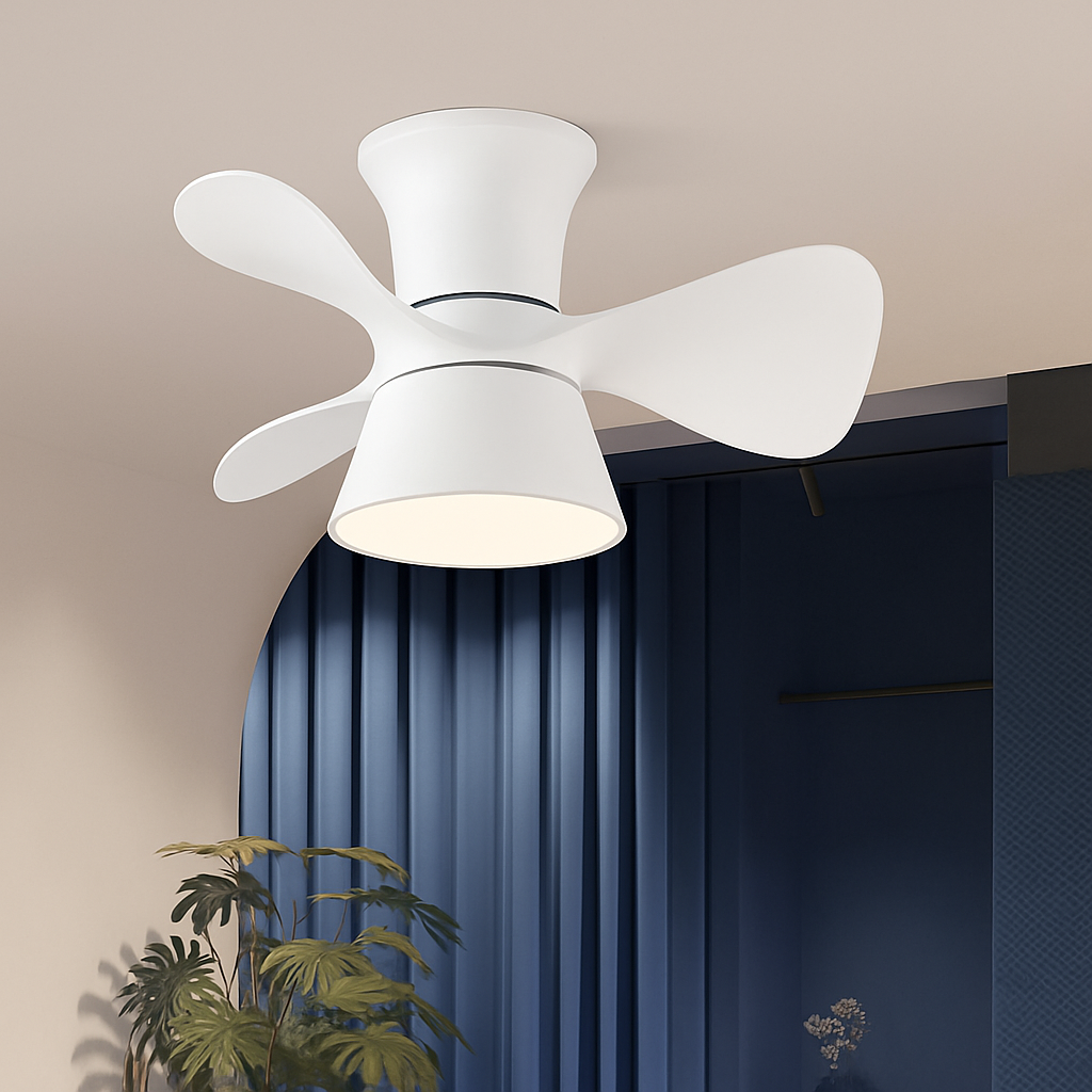 Illuminated ceiling fan with remote control and 6 speeds