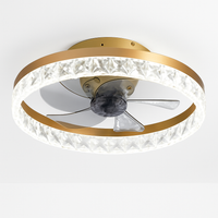 Minimalist ceiling fan with crystal LED light and remote control