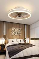 Minimalist ceiling fan with crystal LED light and remote control
