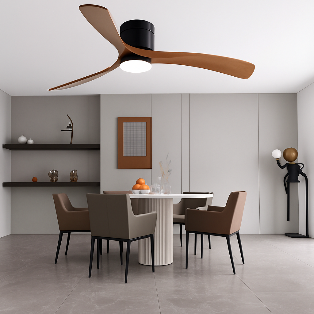 ventilateur de plafond moderne abs noir avec led et télécommande - vue 3 sur 12