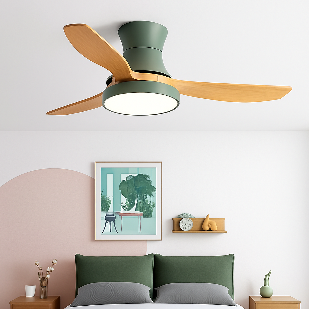 Modern ceiling fan with designer light for indoor use