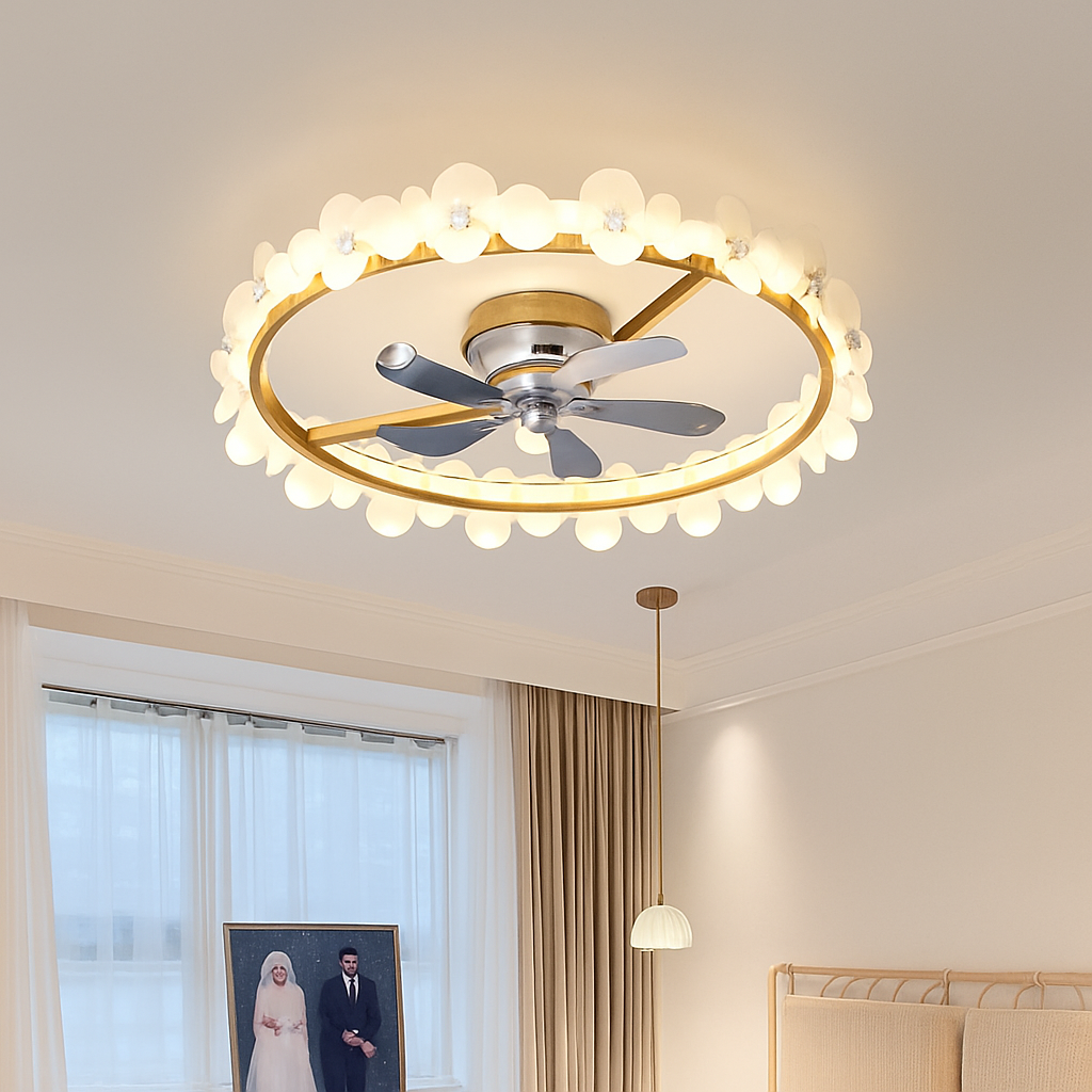 Modern ceiling fan with light and smart control