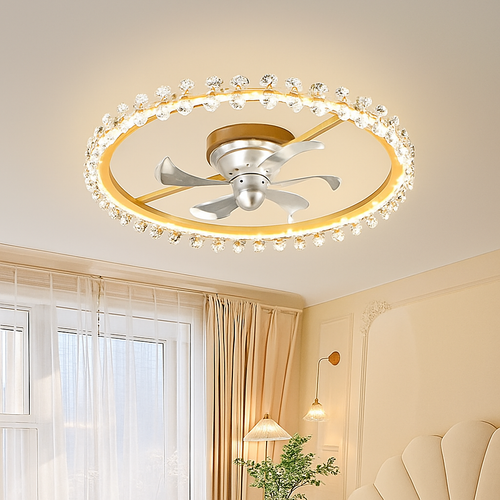 Modern ceiling fan with light and smart control - vue 4 sur 9