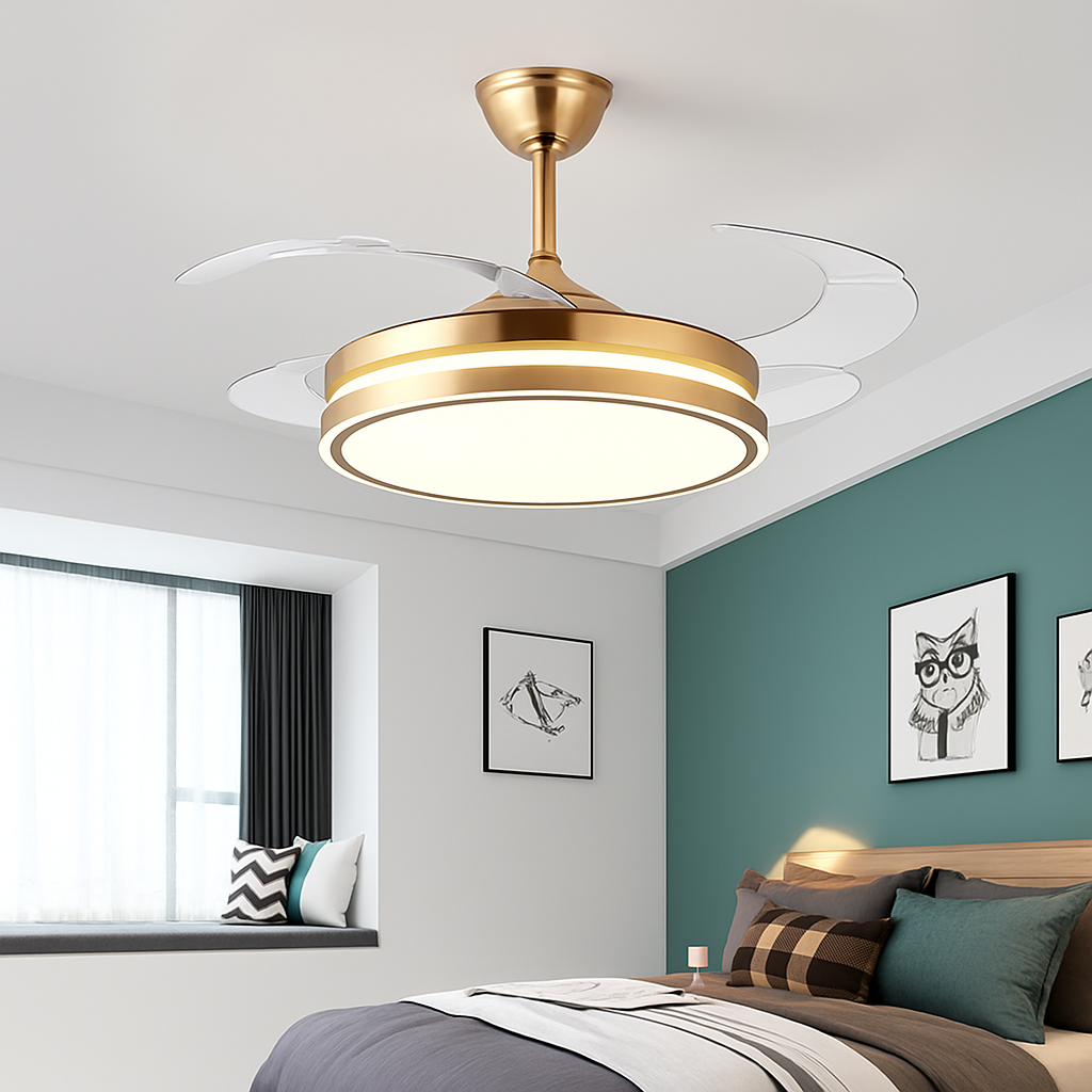 Modern ceiling fan with light and remote control