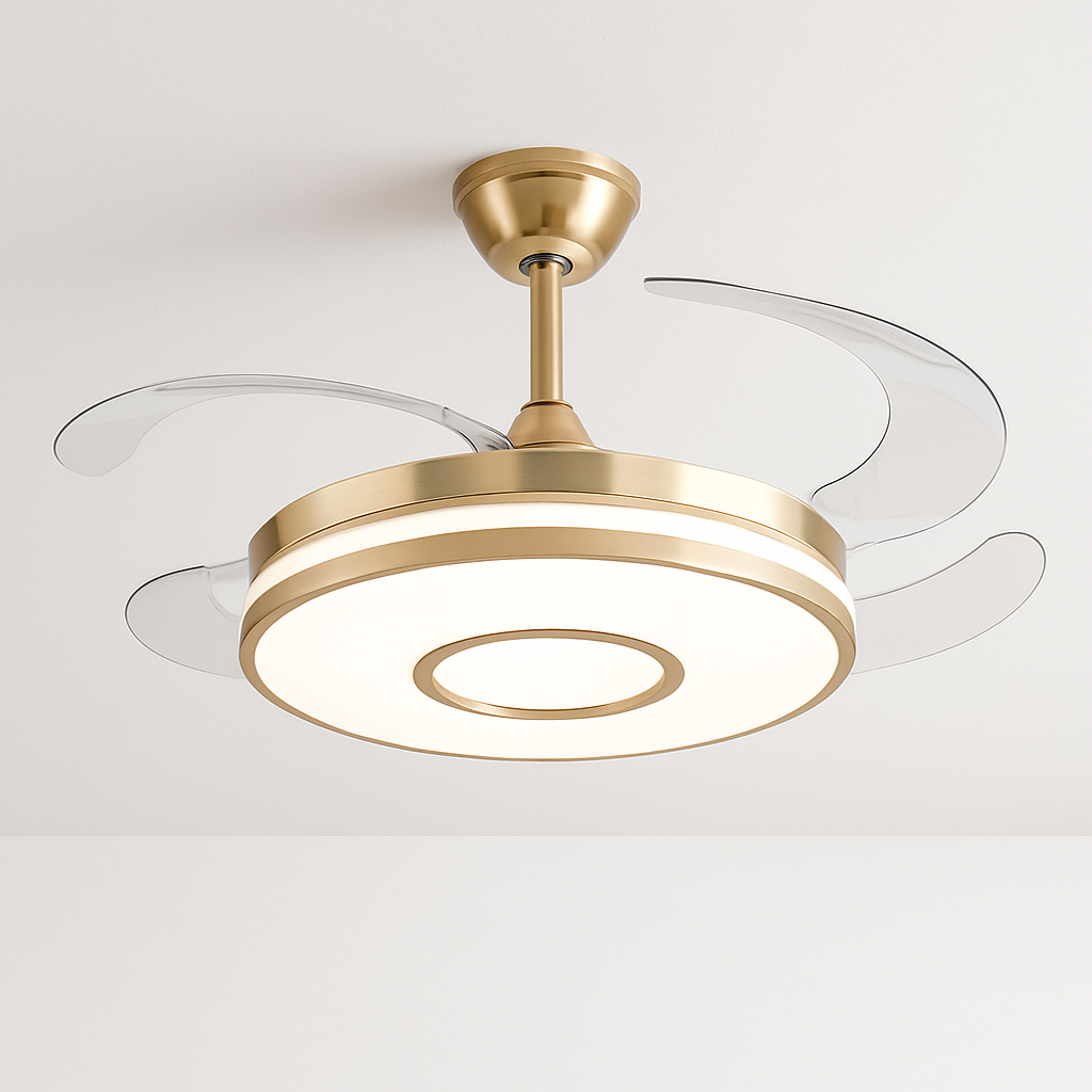 ventilateur de plafond moderne avec lumière et télécommande - vue 3 sur 7