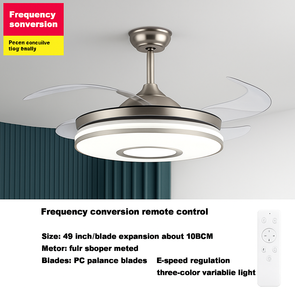 ventilateur de plafond moderne avec lumière et télécommande - vue 6 sur 7