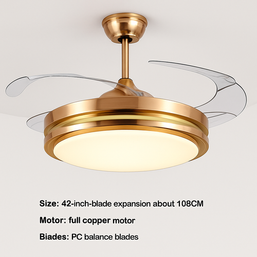 ventilateur de plafond moderne avec lumière et télécommande - vue 8 sur 7